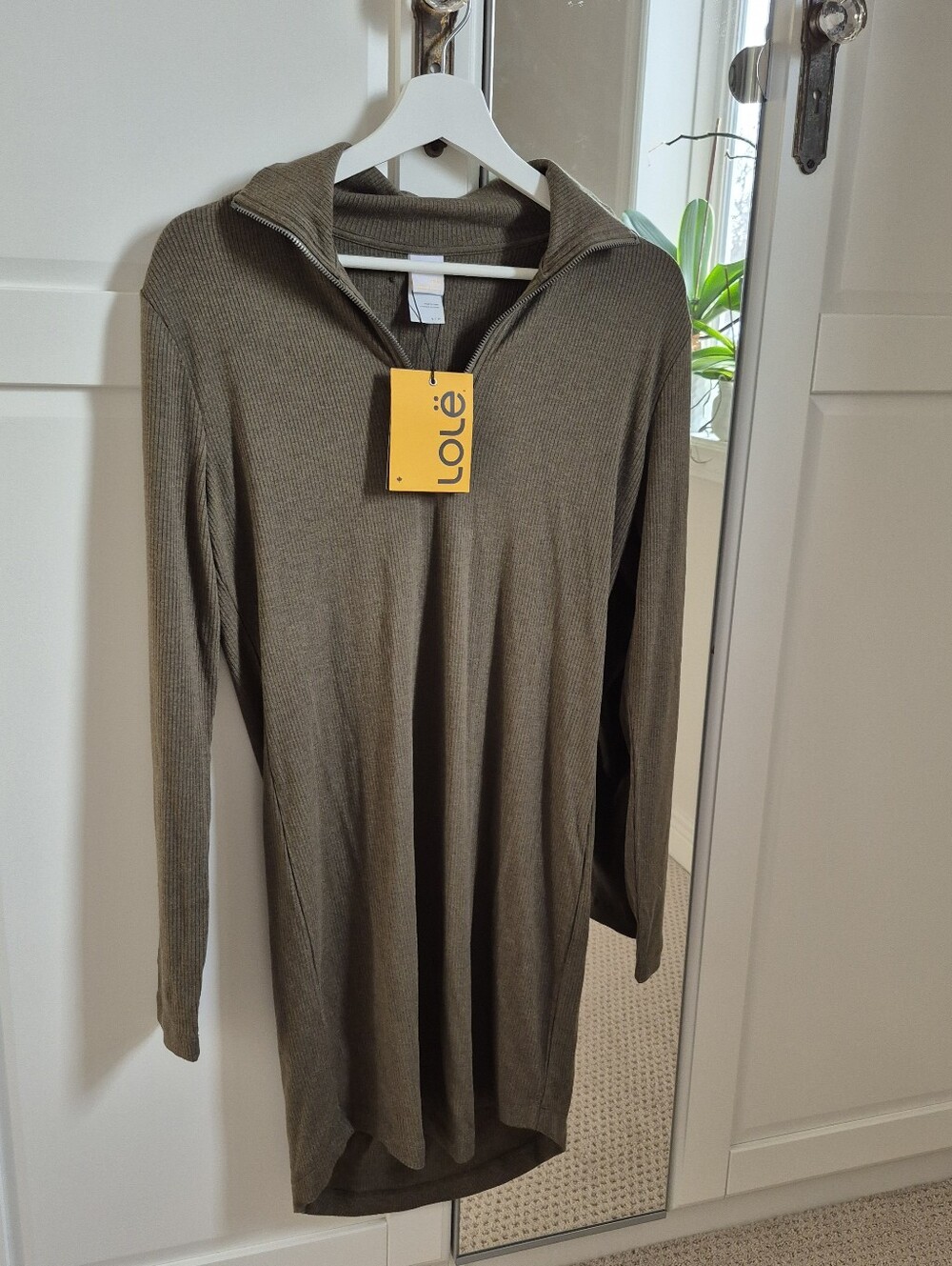 Lole Villeray Soft Ribbed Half Zip Long Sleeve Heather Ivy Green Small Dress NWT